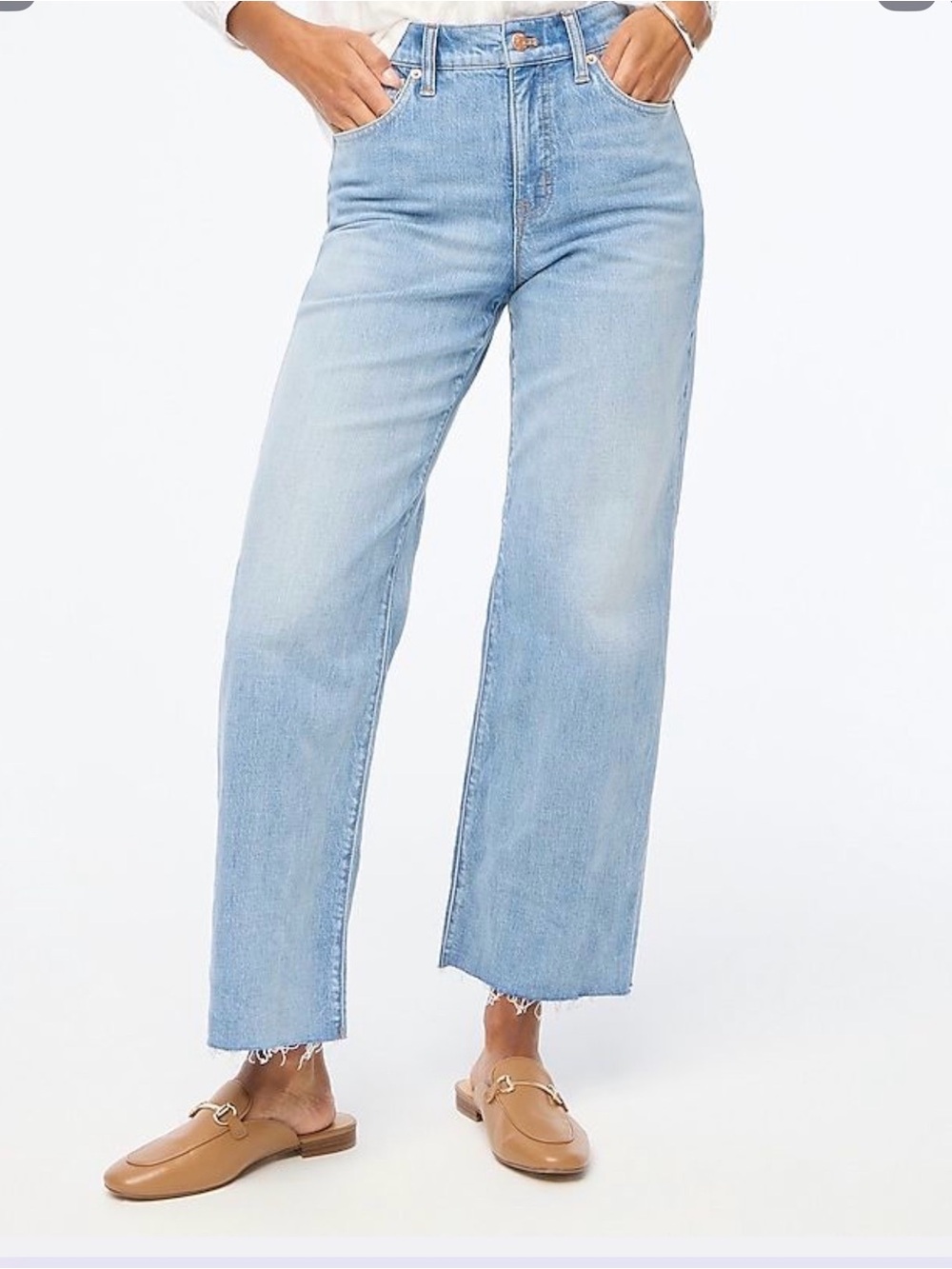 J. Crew Factory Light Wash Cropped Wide-Leg Jeans